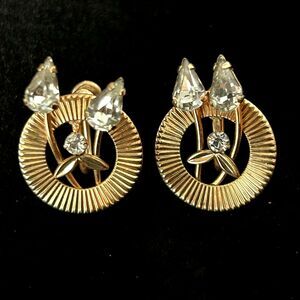 Art Deco Style Van Dell Screwback Earrings - 12k gold filled signed vintage